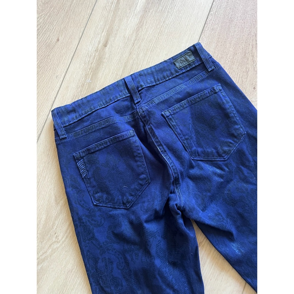 PAIGE Verdugo Ultra Skinny Jeans Navy Blue Paisley Pattern Womens - Picture 5 of 5